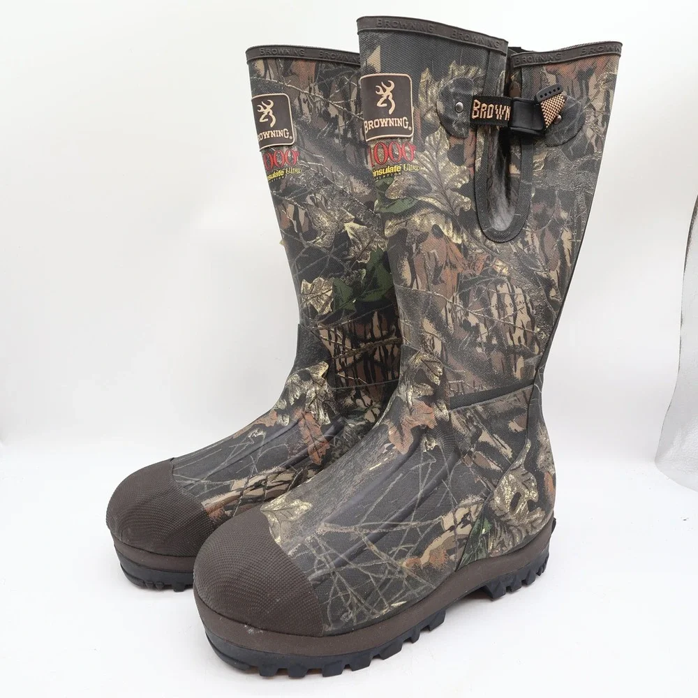 Browning 70100 Waterproof Rubber Boots Mens 8 Camo Hunting NWT